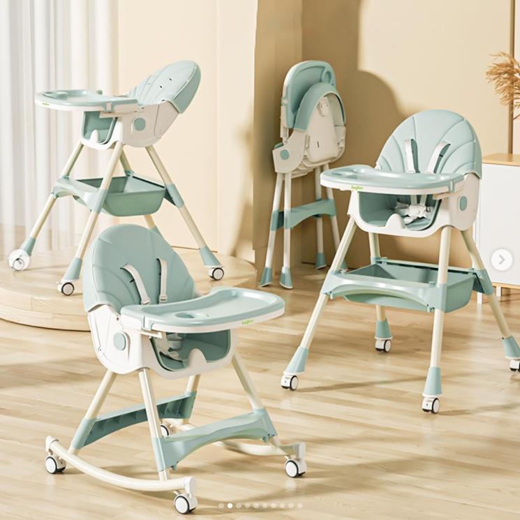 2-1 Booster Seats Baby High Foldable Feeding Chair With Tray and Wheels