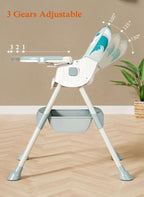 2-1 Booster Seats Baby High Foldable Feeding Chair With Tray and Wheels