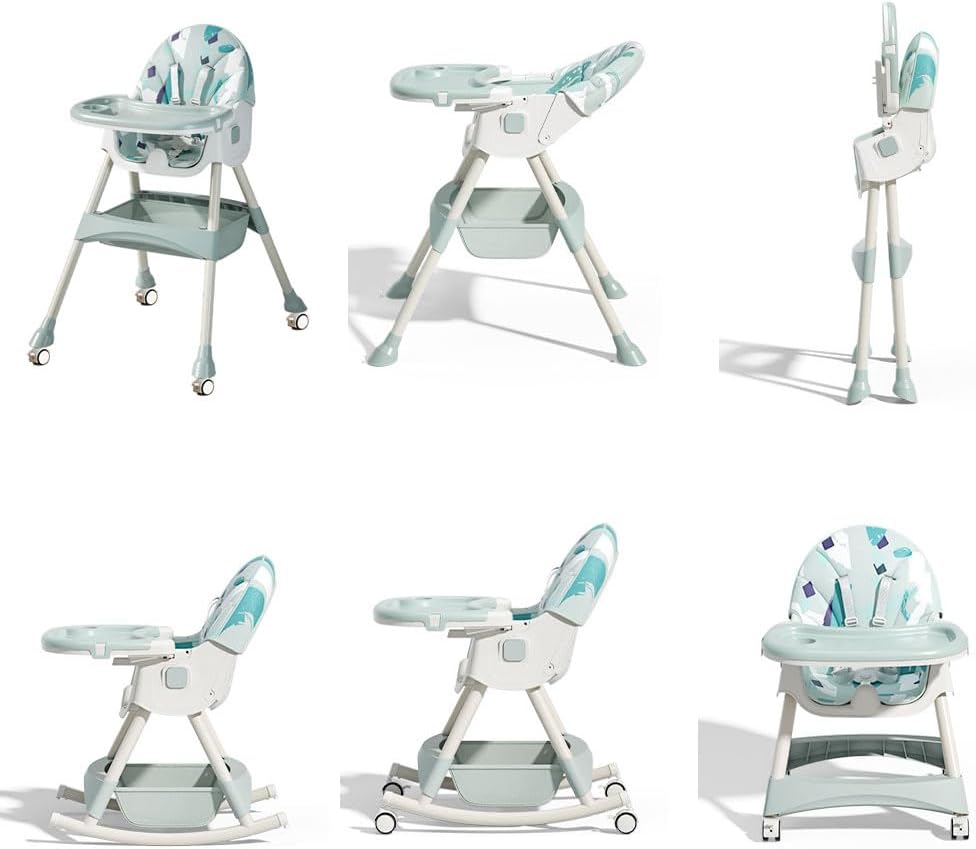 2-1 Booster Seats Baby High Foldable Feeding Chair With Tray and Wheels