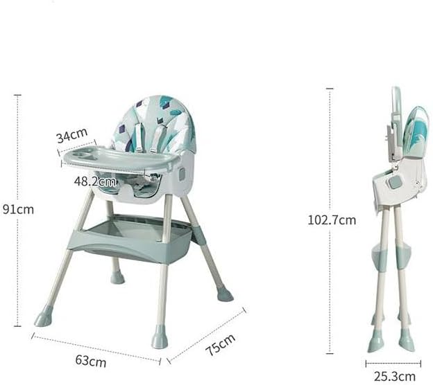 2-1 Booster Seats Baby High Foldable Feeding Chair With Tray and Wheels