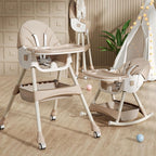 2-1 Booster Seats Baby High Foldable Feeding Chair With Tray and Wheels