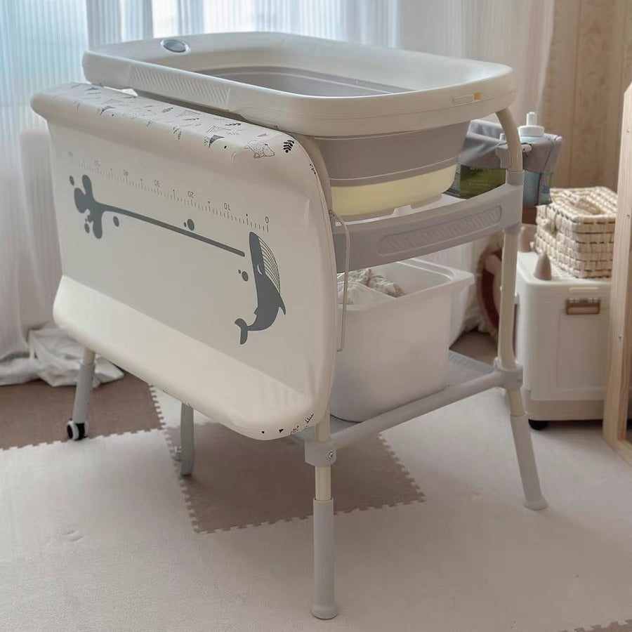 2 in 1 Height Adjustable Foldable Day care Baby Nursing & Diaper Changing Table with Safety Strap