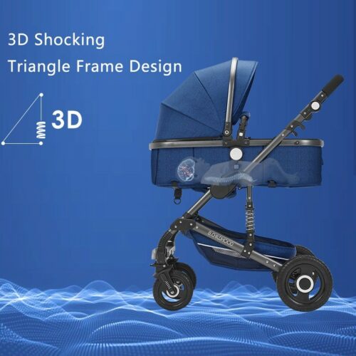 Belecoo 3 In1 Baby Stroller High Landscape With Car Seat Folding For 0-3 Years