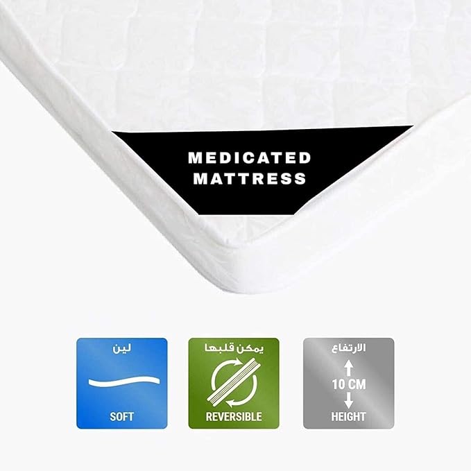 Baby Mattress Single W60 x L116 x H10 Knitted Cotton - Medical