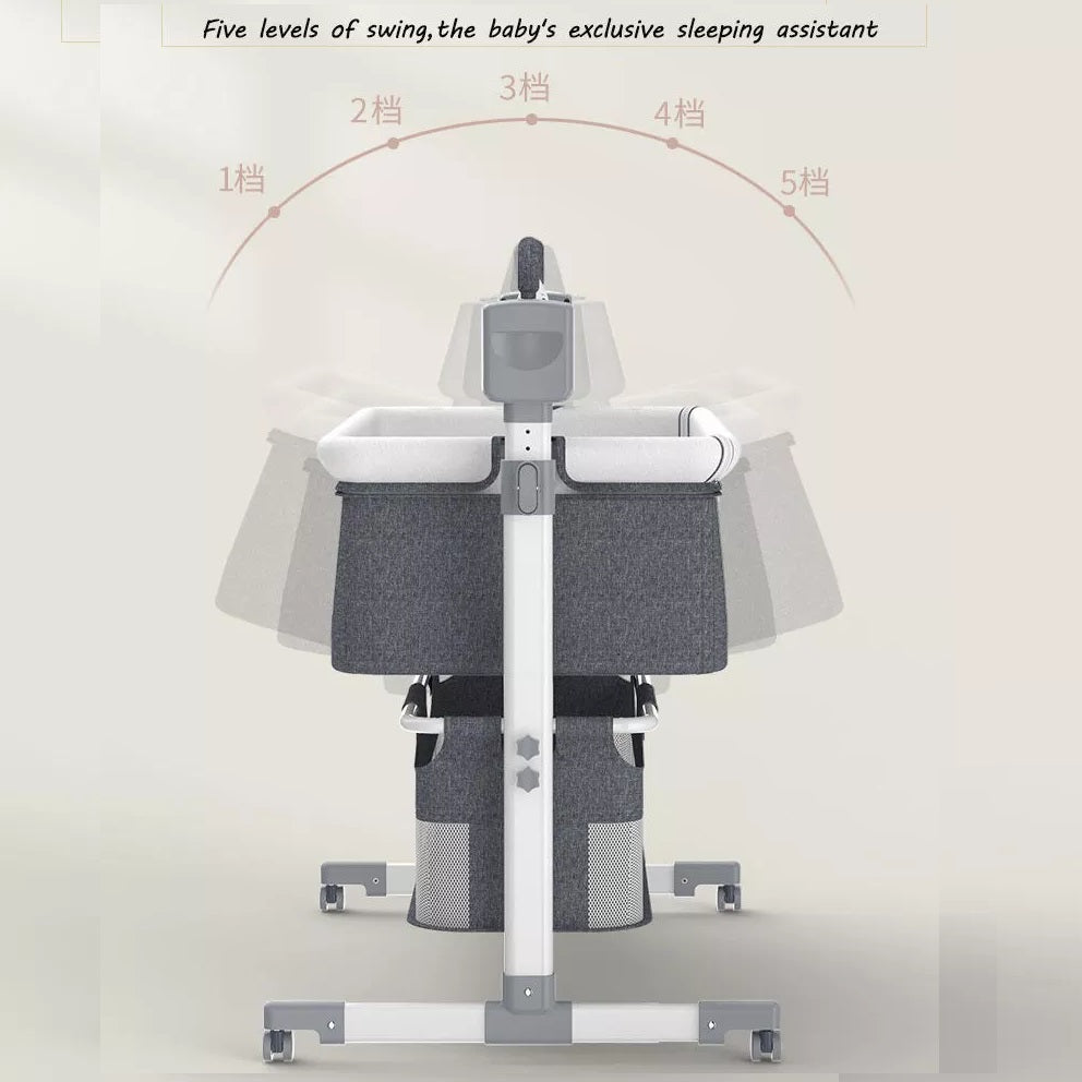 Automatic Swing Cot & Bedside Crib bed with Bluetooth!