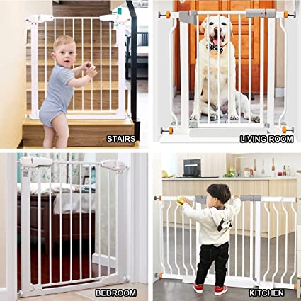 Baybee Auto Close Baby Safety Gate Size 75 -85cm , Extra Tall and Wide Baby Child Gate, Easy Walk Thru Pet Dog Gate for House, Doorway Staircases |