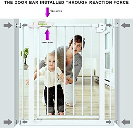 Baybee Auto Close Baby Safety Gate Size 75 -85cm , Extra Tall and Wide Baby Child Gate, Easy Walk Thru Pet Dog Gate for House, Doorway Staircases |