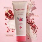 لوشن الجسم Roots & Glow للنساء ترطيب عميق وإشراقة تركيبة حريرية غنية بالمغذيات مستوحاة من جمال أزهار الرمان.