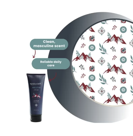 لوشن الجسم للرجال من Roots & Glow، 226 جرام. ترطيب عميق وامتصاص سريع. لوشن منعش للجسم للرجال، غني بالجلسرين وفيتامين هـ.