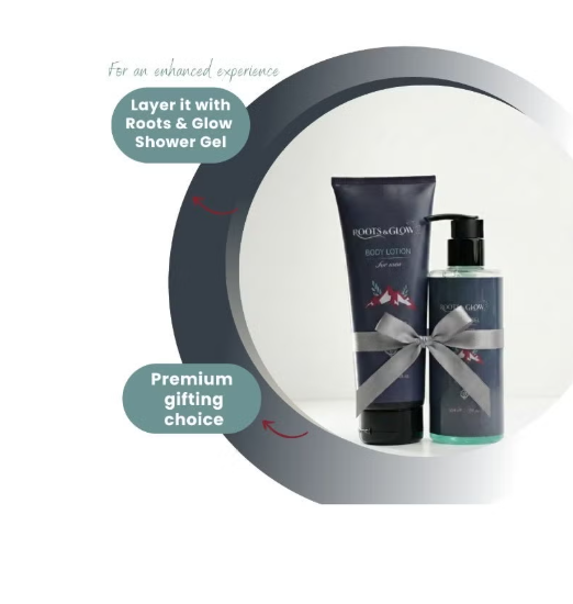 لوشن الجسم للرجال من Roots & Glow، 226 جرام. ترطيب عميق وامتصاص سريع. لوشن منعش للجسم للرجال، غني بالجلسرين وفيتامين هـ.