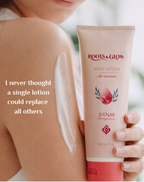 لوشن الجسم Roots & Glow للنساء ترطيب عميق وإشراقة تركيبة حريرية غنية بالمغذيات مستوحاة من جمال أزهار الرمان.