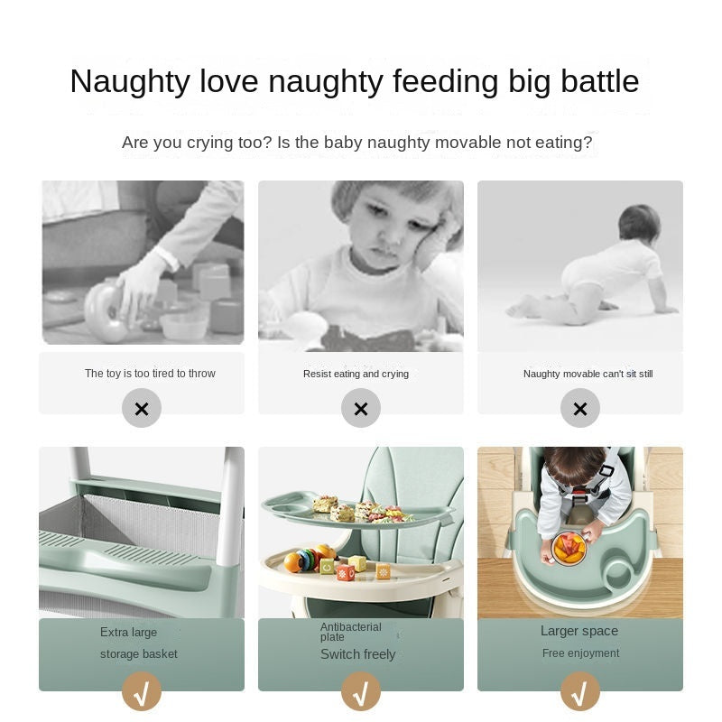 Booster Seats Baby High Foldable Feeding Chair With Tray and Wheels