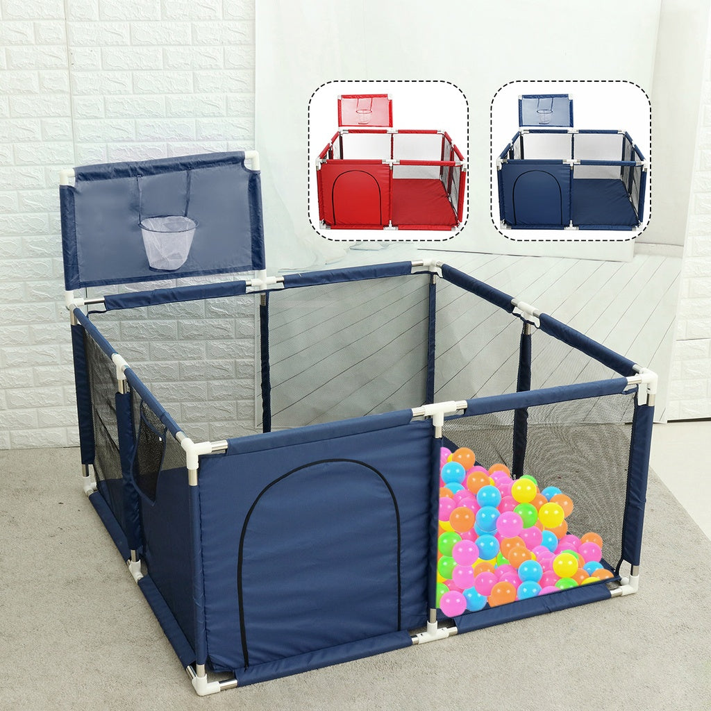 Indoor Kids' Safety Playpen enclosure with Mesh Basket and Gate for Secure Playground Activities .
