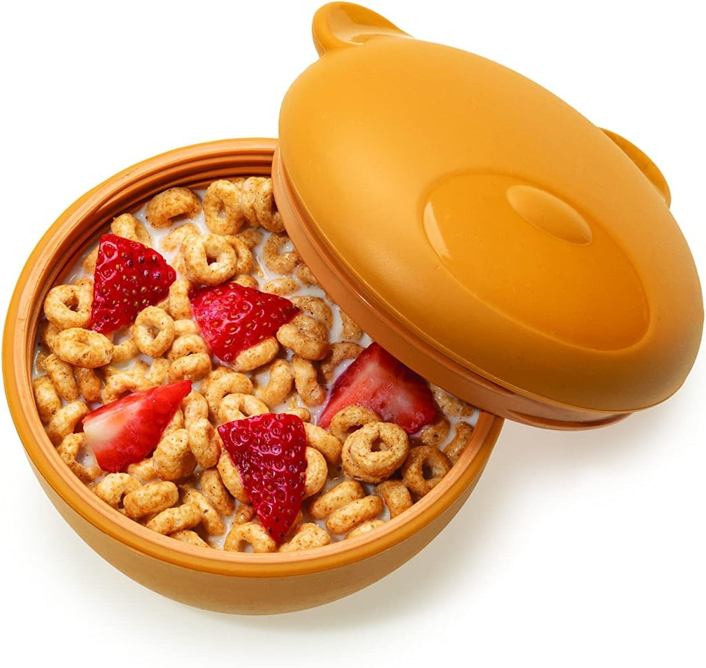 Melii Silicone Bowl with Lid 350 ml Brown Bear