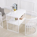Oval Wood Children Bed: Multi-Function Baby Treasure Round Crib with Bedding Set and Mattress (mini)