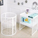 Oval Wood Children Bed: Multi-Function Baby Treasure Round Crib with Bedding Set and Mattress (mini)