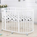 Oval Wood Children Bed: Multi-Function Baby Treasure Round Crib with Bedding Set and Mattress (mini)