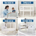 Oval Wood Children Bed: Multi-Function Baby Treasure Round Crib with Bedding Set and Mattress (mini)