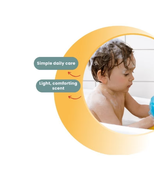 جل استحمام للأطفال من Roots & Glow للتنظيف اليومي اللطيف والعناية المغذية، جل استحمام لطيف لبشرة الأطفال الرقيقة، مستوحى من الرمان الفلسطيني.