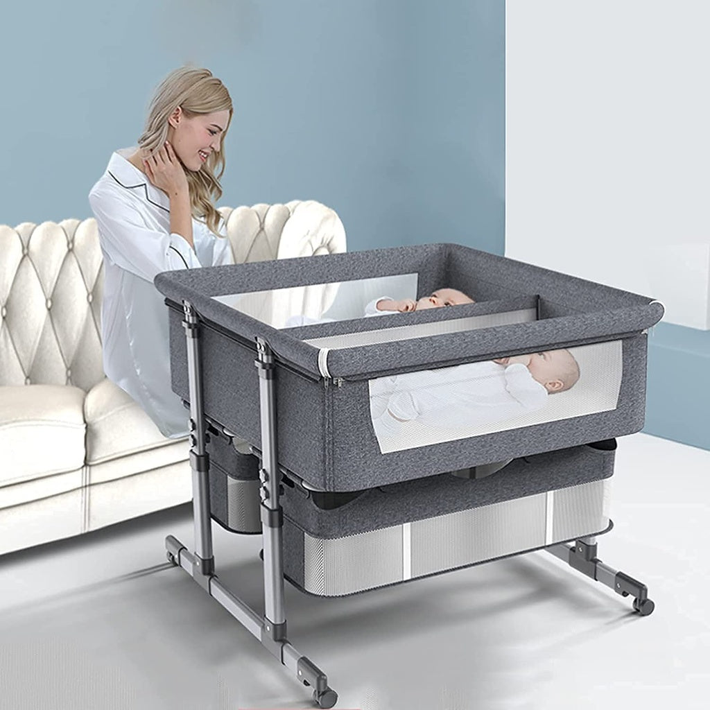 Twin Bassinets for Twins - Adjustable, Mesh, Storage - Bedside Sleeper in 2 Colors!