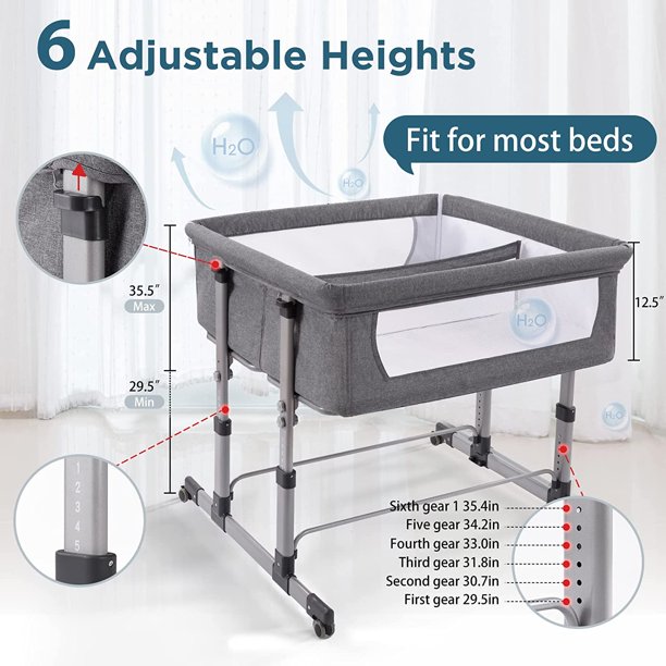 Twin Bassinets for Twins - Adjustable, Mesh, Storage - Bedside Sleeper in 2 Colors!