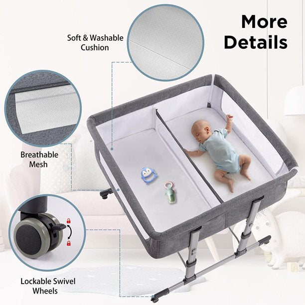 Twin Bassinets for Twins - Adjustable, Mesh, Storage - Bedside Sleeper in 2 Colors!