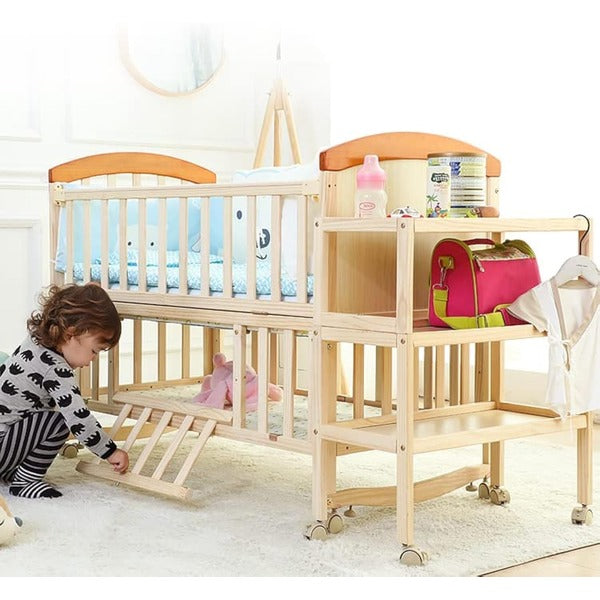 Wooden foldable bedside table for newborns