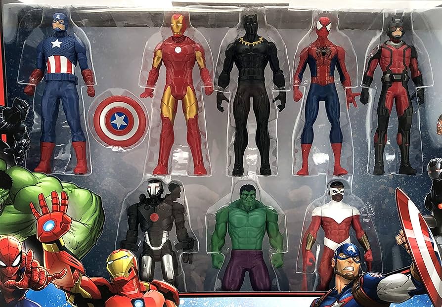 Shop Toys & Outdoor Play    Avengers Action Super Hero Figures 8-Pack with Iron Man, Hulk, Captain America, Venom, Thor, Spider Man, Black Panther - Marvel Toys Gift Set for Kids Ages 4+ (Multi Colors)