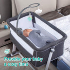 Newborn Baby Bedside Co Sleeper, Children Cot, Baby bed with Wheels and Adjustable Height Levels.