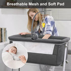 Newborn Baby Bedside Co Sleeper, Children Cot, Baby bed with Wheels and Adjustable Height Levels.
