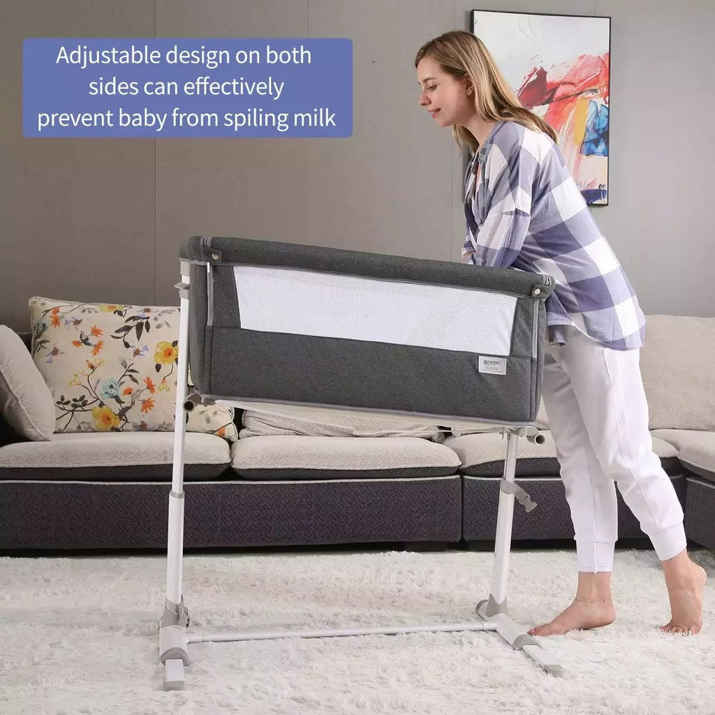 Newborn Baby Bedside Co Sleeper, Children Cot, Baby bed with Wheels and Adjustable Height Levels.