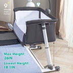 Newborn Baby Bedside Co Sleeper, Children Cot, Baby bed with Wheels and Adjustable Height Levels.