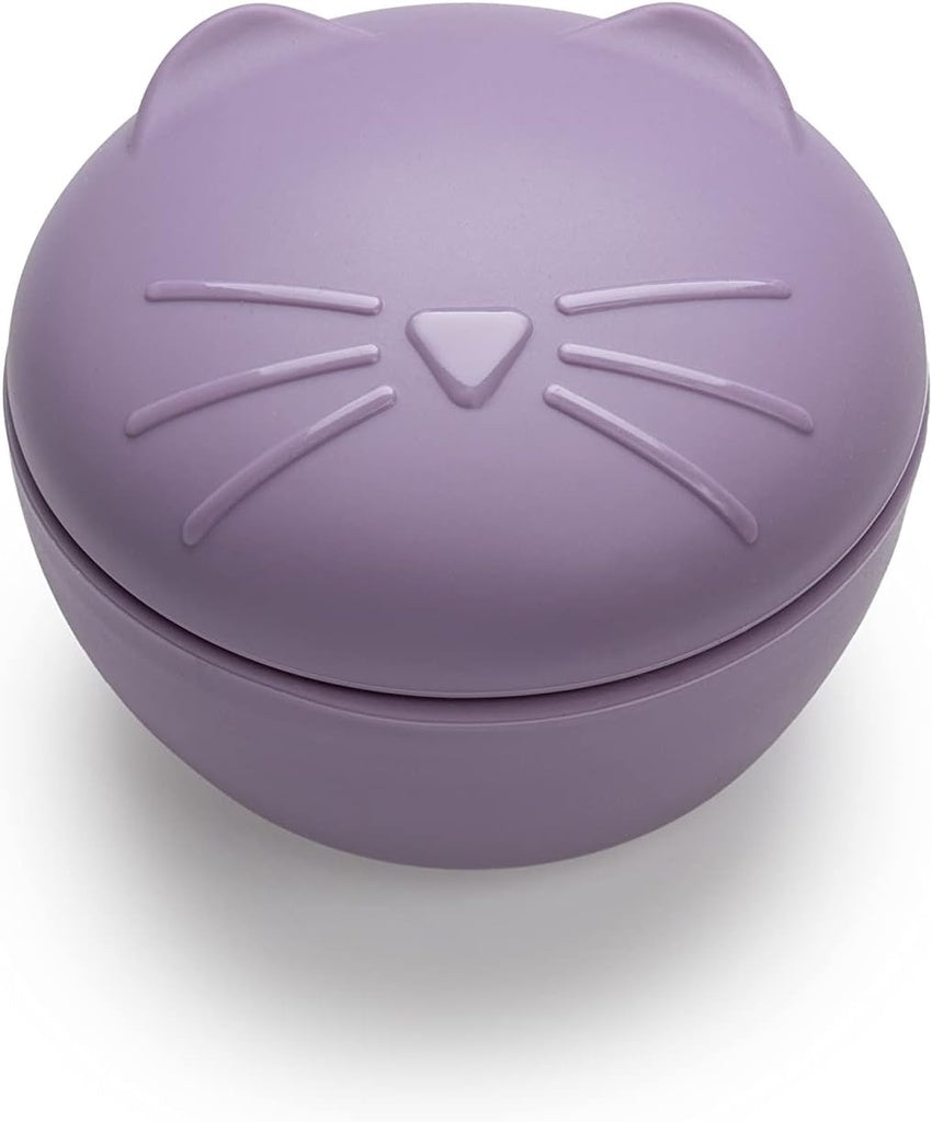Melii silicone bowl with lid 350 ml purple cat