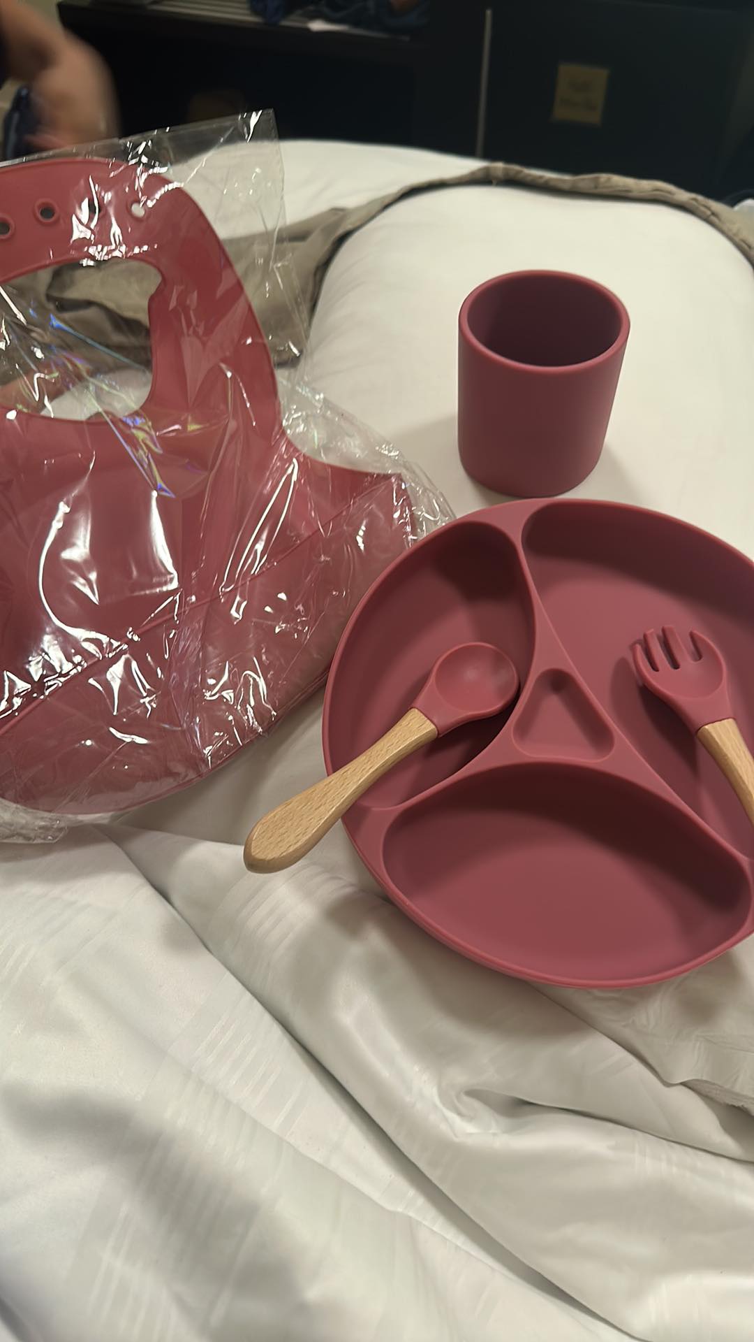 Feeding Set Toddler Weaning Set Silicone Bowl and Plate with Suction Spoon Fork