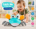 Crawling Crab Baby Toy – Interactive Electric Toy for Baby & Toddlers with Music & LED Lights | Tummy Time Moving Crab Toy with Obstacle Avoidance | Rechargeable – Green/Yellow